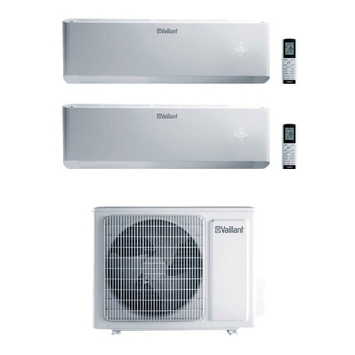 Immagine di Vaillant climaVAIR exclusive R32 Climatizzatore a parete dual split inverter bianco | unità esterna 4.4 kW unità interne 7000+9000 BTU VAF 8-040 W2NO+VAI 5-0[20|25] WNI