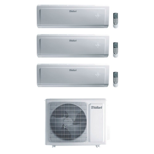 Immagine di Vaillant climaVAIR plus R32 Climatizzatore a parete trial split inverter bianco | unità esterna 8.5 kW unità interne 7000+7000+7000 BTU VAF 8-070 W3NO+VAI 8-0[20|20|20] WNI