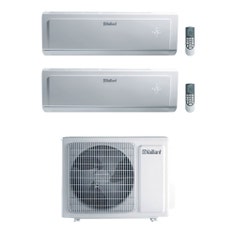 Immagine di Vaillant climaVAIR plus R32 Climatizzatore a parete dual split inverter bianco | unità esterna 4.4 kW unità interne 7000+7000 BTU VAM8-040W2O4