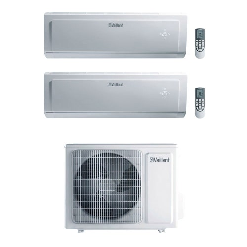 Immagine di Vaillant climaVAIR plus R32 Climatizzatore a parete dual split inverter bianco | unità esterna 5.8 kW unità interne 9000+12000 BTU VAM8-061W2O5