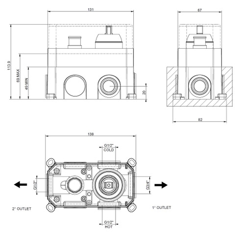Immagine di Gessi Parte incasso per miscelatore a 2 uscite 38669#031