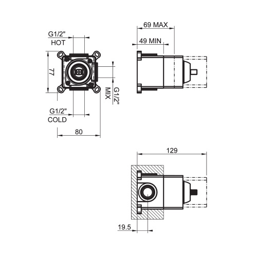 Immagine di Gessi Parte incasso per miscelatore 1 uscita 38670#031