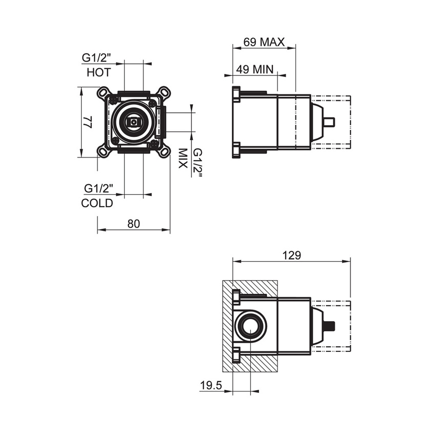 Immagine di Gessi Parte incasso per miscelatore 1 uscita 38670#031