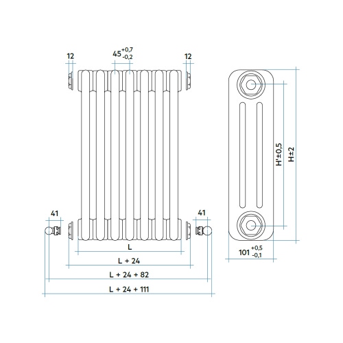 Immagine di Irsap TESI 3 radiatore per sostituzione A, 20 elementi H.86,5 L.90 P.10,1 cm, colore grigio medio finitura ruvido RT30865204DIRNON