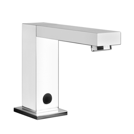 Immagine di Gessi RETTANGOLO rubinetto elettronico L.3.5 H.12 P.16.7 cm, con regolazione di temperatura e portata tramite rubinetto sottolavabo, finitura cromo 30501#031