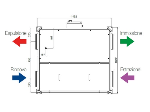Immagine di Irsap IRSAIR H 1500 controllo E unità di ventilazione a doppio flusso con recupero di calore con controllo remoto Touch Screen, posizionamento orizzontale URED150HRE000