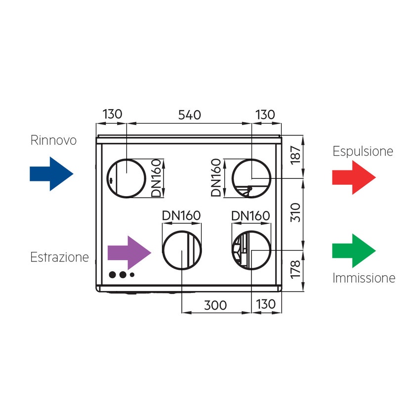 Immagine di Irsap IRSAIR V 600 controllo S Unità di ventilazione a doppio flusso con recupero di calore con controllo remoto, posizionamento verticale URED060VRS000