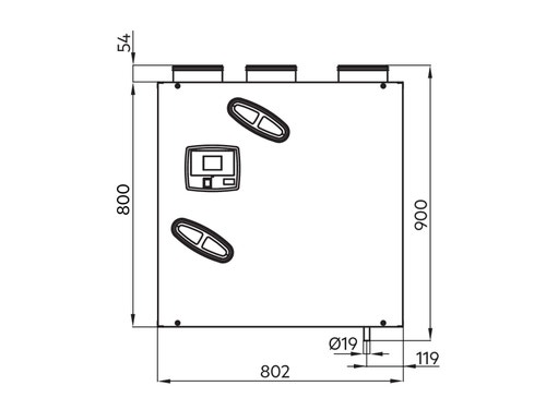 Immagine di Irsap IRSAIR V 600 controllo E unità di ventilazione a doppio flusso con recupero di calore con controllo remoto Touch Screen, posizionamento verticale URED060VRE000