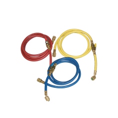 Immagine di Tecnosystemi tubo flessibile singolo con rubinetteria a sfera 45° per gas R407C - TR422ABCD (R22) L.1500 mm, colore blu 11132136