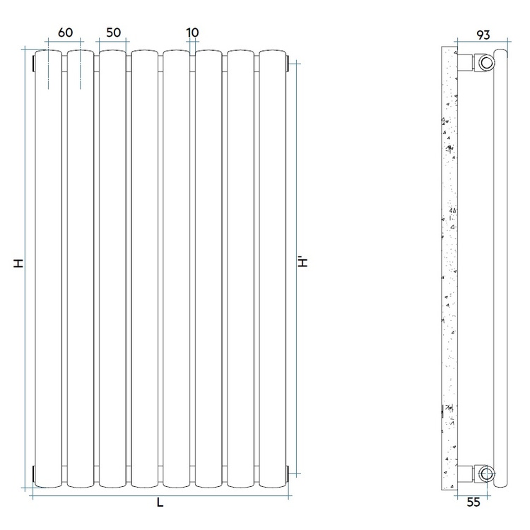 Immagine di Irsap ELLIPSIS_V radiatore verticale 12 elementi H.182 L.72 P.5,3 cm, colore bianco finitura lucido TL118201201IR01A01