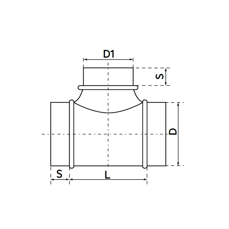 Irsap raccordo "T" 90° in lamiera zincata con DN125/125 e Ø 124/124 mm DLZT90121200