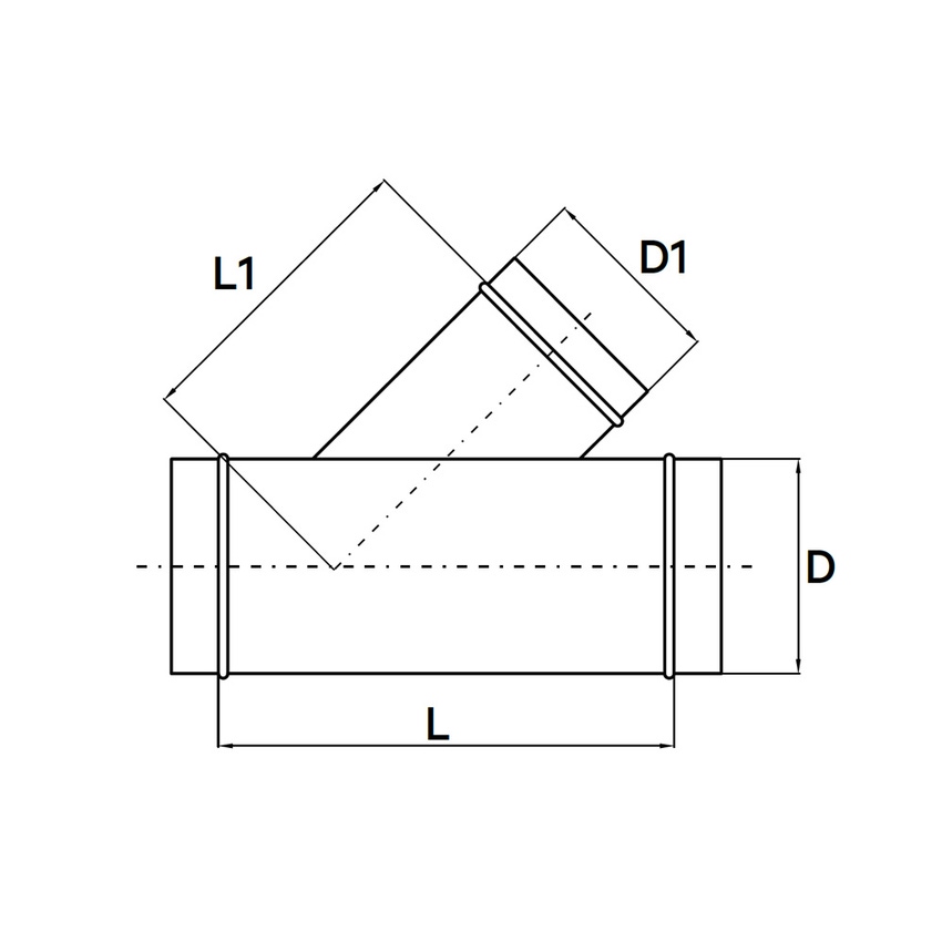 Immagine di Irsap Raccordo a "T" 45° in lamiera zincata con DN315/315 e Ø 312/312 DLZT45313100