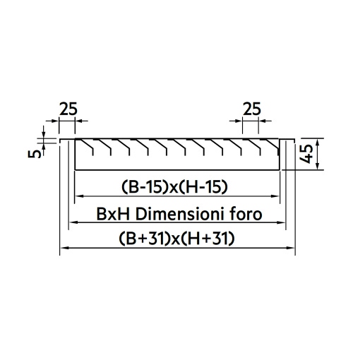 Immagine di Irsap GRA griglia di ripresa L.20 H.10 P.4.5 cm, ad alette fisse inclinate di 45°, con passo 2.5 cm, fissaggio standard con clips TALGRI02010B0