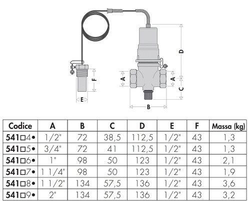 Immagine di Caleffi 541 Valvola di intercettazione del combustibile certificata e tarata a banco INAIL 1/2” - 98 °C - 5m 541040