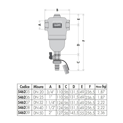 Immagine di Caleffi DIRTCAL® - Defangatore corpo in ottone, attacchi filettati femmina 3/4” 546205