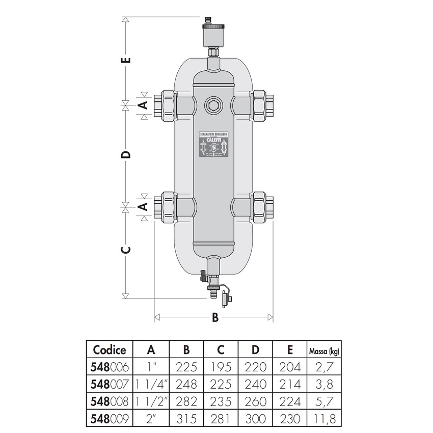 Immagine di Caleffi 548 Separatore idraulico con coibentazione, attacchi filettati 1” 548006