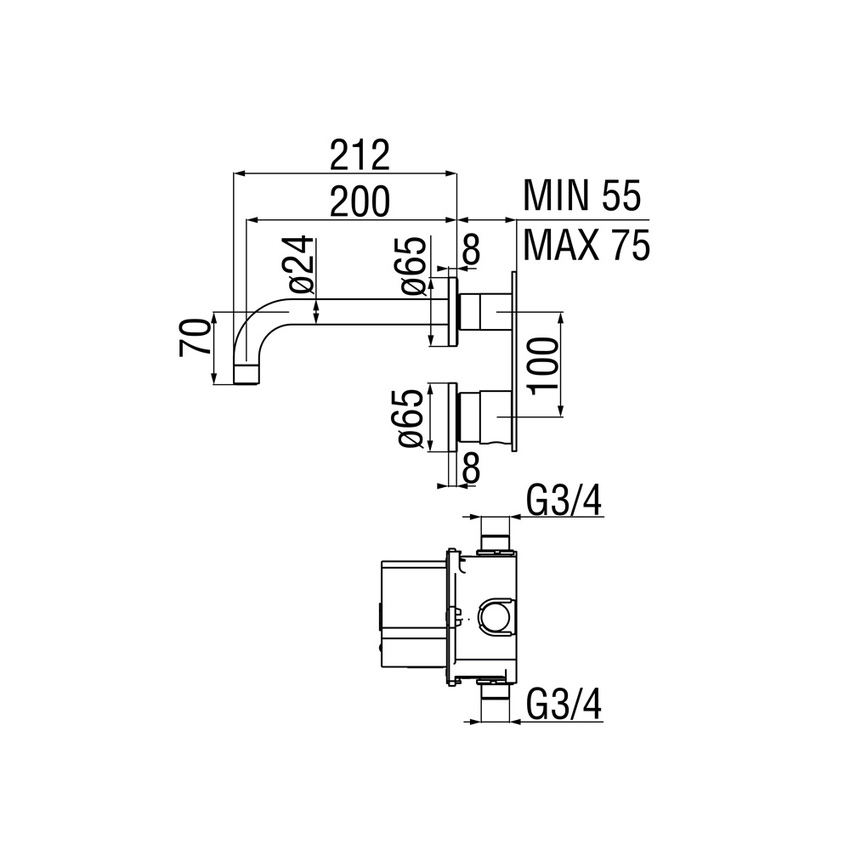 Immagine di Nobili VELIS rubinetto con comando a infrarossi P.21.2 cm, senza scarico, corpo incasso incluso, finitura cromo IRAV00158/TCR