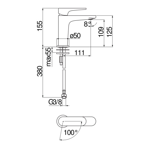 Immagine di Nobili YOYO miscelatore monocomando lavabo H.15.5 P.11.1 cm, a risparmio energetico, senza scarico, colore mora finitura opaco YOE126118/3BM