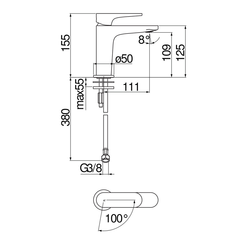 Immagine di Nobili YOYO miscelatore monocomando lavabo H.15.5 P.11.1 cm, a risparmio energetico, senza scarico, colore mora finitura opaco YOE126118/3BM
