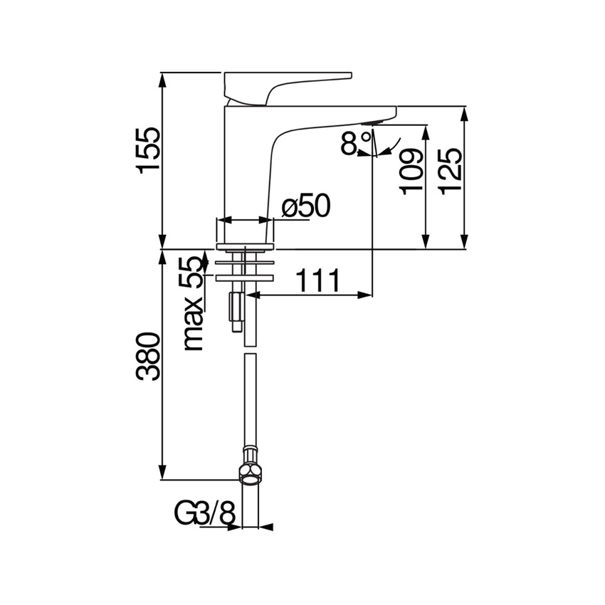 Immagine di Nobili YOYO miscelatore monocomando lavabo H.15.5 P.11.1 cm, a risparmio energetico, senza scarico, con limitatore di portata, colore mora finitura opaco YO126118/3BM