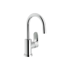 Immagine di Nobili YOYO miscelatore monocomando lavabo H.27 P.13.5 cm, con scarico push e limitatore di portata, finitura cromo YO126338/2CR