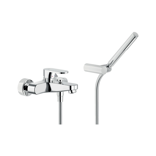 Immagine di Nobili YOYO miscelatore monocomando esterno vasca, con deviatore, supporto doccetta orientabile, doccetta monogetto e flessibile 150 cm, finitura cromo YO126110CR