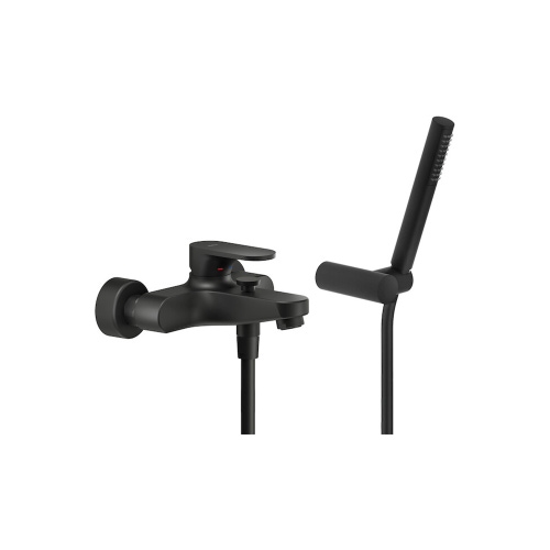 Immagine di Nobili YOYO miscelatore monocomando esterno vasca, con deviatore, supporto doccetta orientabile, doccetta monogetto e flessibile 150 cm, colore mora finitura opaco YO126110BM