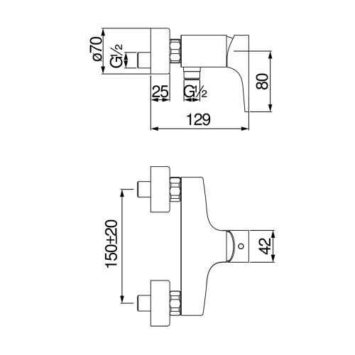Immagine di Nobili YOYO miscelatore monocomando esterno per doccia P.12.9 cm, con limitatore di portata, finitura cromo YO126130CR