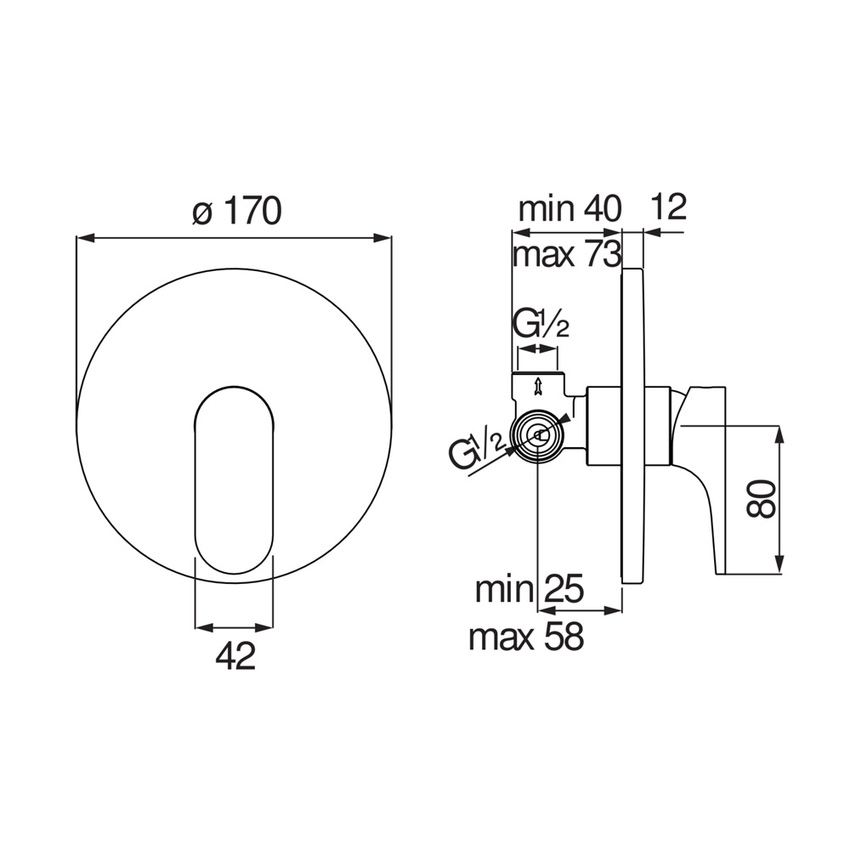 Immagine di Nobili YOYO miscelatore monocomando doccia, ad incasso a parete, 1 via, con limitatore di portata, parte incasso inclusa, finitura cromo YO126108CR