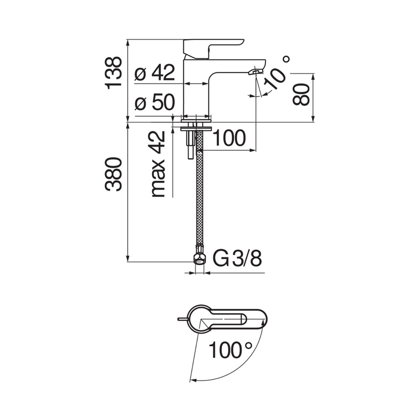 Immagine di Nobili ABC miscelatore monocomando per lavabo H.14 P.10 cm, a risparmio idrico ed energetico, senza scarico, finitura cromo ABH87118/2CR