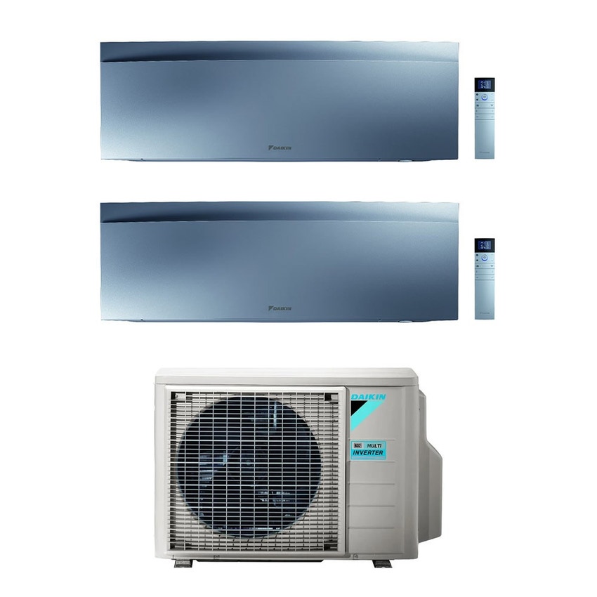 Immagine di Daikin EMURA R32 Climatizzatore a parete dual split inverter Wi-Fi silver | unità esterna 4 kW unità interne 7000+9000 BTU 2MXM40N9+FTXJ[20|25]AS