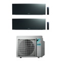 Immagine di Daikin EMURA R32 Climatizzatore a parete dual split inverter Wi-Fi black | unità esterna 6.5 kW unità interne 7000+15000 BTU 2MXM68N+FTXJ[20|42]AB