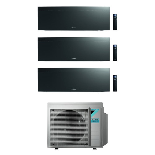 Immagine di Daikin EMURA R32 Climatizzatore a parete trial split inverter Wi-Fi black | unità esterna 4 kW unità interne 7000+9000+9000 BTU 3MXM40N7+FTXJ[20|25|25]AB