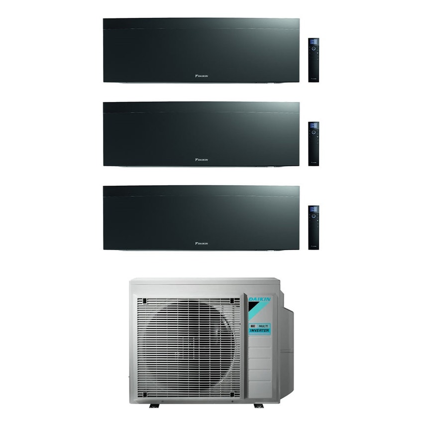 Immagine di Daikin EMURA R32 Climatizzatore a parete trial split inverter Wi-Fi black | unità esterna 6.8 kW unità interne 7000+7000+12000 BTU 3MXM68N9+FTXJ[20|20|35]AB