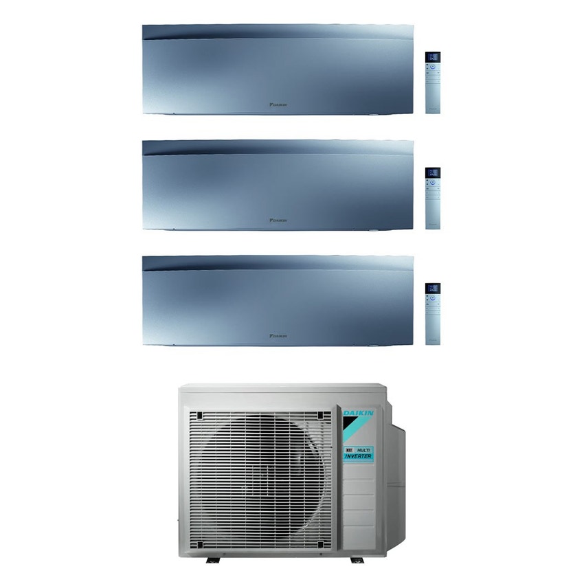 Immagine di Daikin EMURA R32 Climatizzatore a parete trial split inverter Wi-Fi silver | unità esterna 6.8 kW unità interne 7000+7000+12000 BTU 3MXM68N9+FTXJ[20|20|35]AS