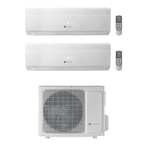 Immagine di Hermann Saunier Duval VIVAIR Uni Comfort R32 Climatizzatore a parete dual split inverter bianco | unità esterna 5.2 kW unità interne 7000+7000 BTU SDH 19-050 MC2NO+SDH 19-[020|020] NWI
