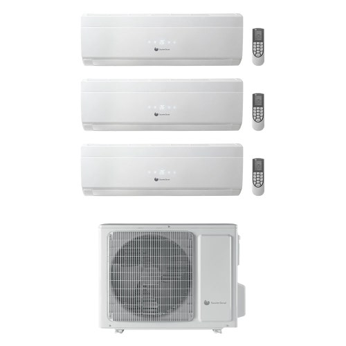 Immagine di Hermann Saunier Duval VIVAIR Uni Comfort R32 Climatizzatore a parete trial split inverter bianco | unità esterna 7.1 kW unità interne 7000+9000+9000 BTU SDH 19-072 W3O7