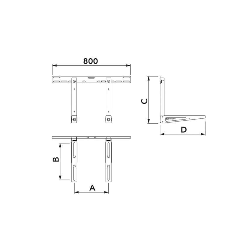Immagine di Tecnosystemi CLASSIC TSMC EVO staffa H.48 P.46 cm, per unità esterna modello 160, 160 kg SCD500376