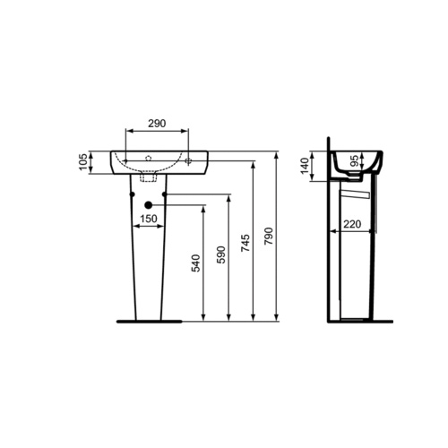 Immagine di Ideal Standard I.LIFE S colonna per lavamani, colore bianco finitura lucido E253901