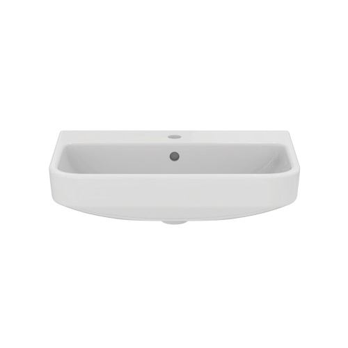 Immagine di Ideal Standard I.LIFE S lavabo top L.60 H.18 P.38 cm monoforo, con foro del troppopieno, colore bianco finitura lucido T458301