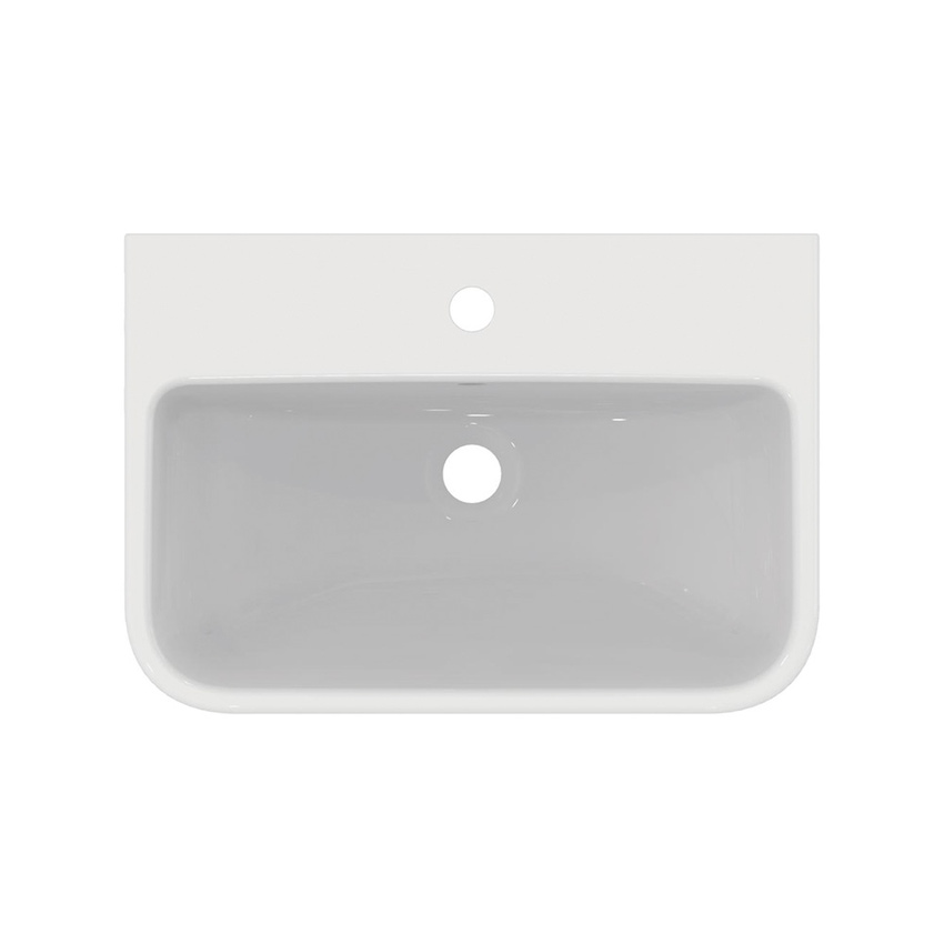 Immagine di Ideal Standard soluzione bagno completo, sanitari sospesi, lavabo 55 cm con colonna, colore bianco, rubinetteria finitura cromo SING12