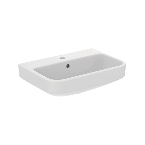 Immagine di Ideal Standard soluzione bagno completo, sanitari sospesi, lavabo 55 cm con colonna, colore bianco, rubinetteria finitura cromo SING12