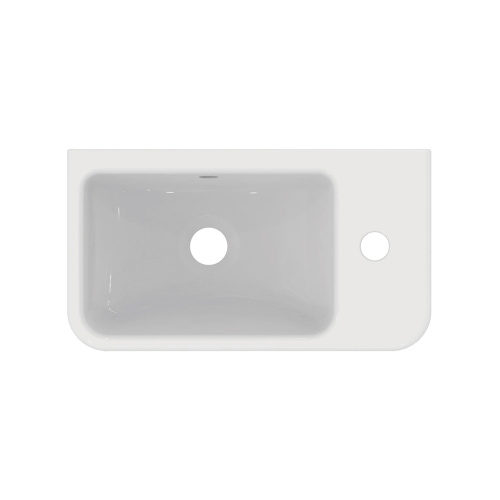 Immagine di Ideal Standard I.LIFE S lavamani L.45 H.25 P.14 cm monoforo, con foro del troppopieno, colore bianco finitura lucido T458601