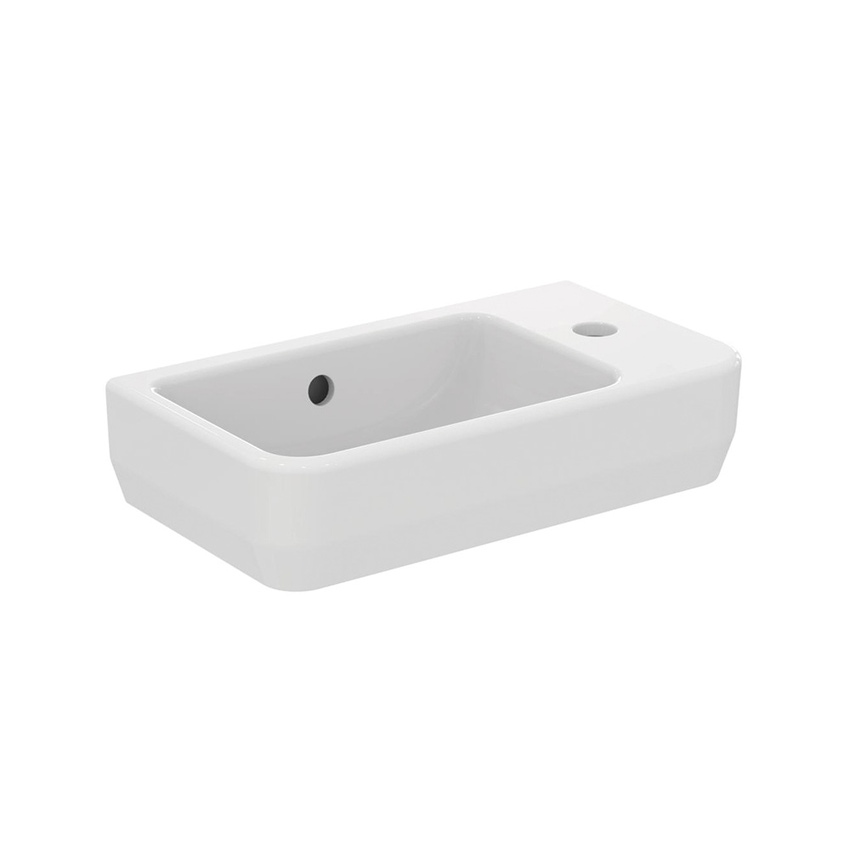 Immagine di Ideal Standard I.LIFE S lavamani L.45 H.25 P.14 cm monoforo, con foro del troppopieno, colore bianco finitura lucido T458601
