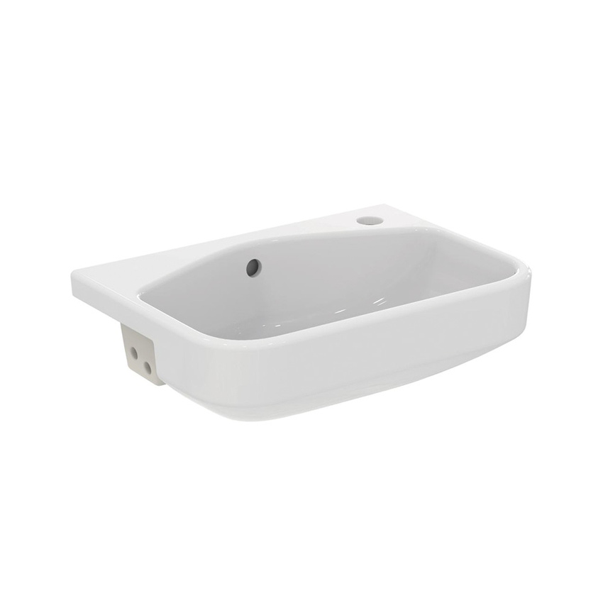 Immagine di Ideal Standard I.LIFE S lavabo da semincasso L.50 H.17.5 P.36 cm monoforo, con foro del troppopieno, colore bianco finitura lucido T458801