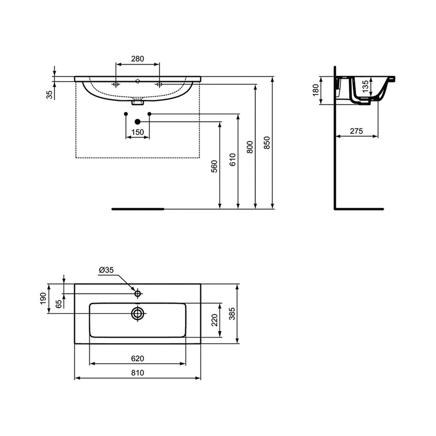 Immagine di Ideal Standard soluzione bagno completo, sanitari sospesi, lavabo con mobile 80 cm, doccia rettangolare 120x80 cm, colore bianco, rubinetteria finitura cromo SING11