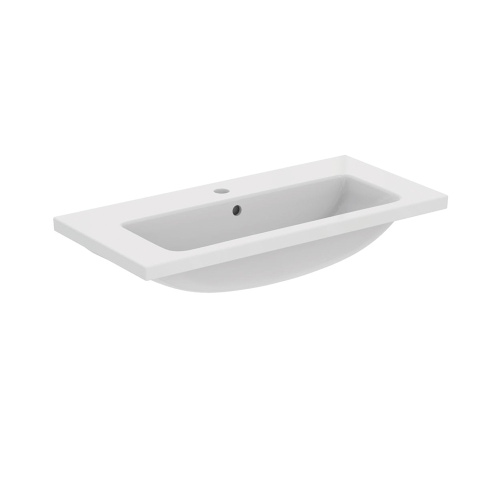 Immagine di Ideal Standard soluzione bagno completo, sanitari sospesi, lavabo con mobile 80 cm, doccia rettangolare 120x80 cm, colore bianco, rubinetteria finitura cromo SING11