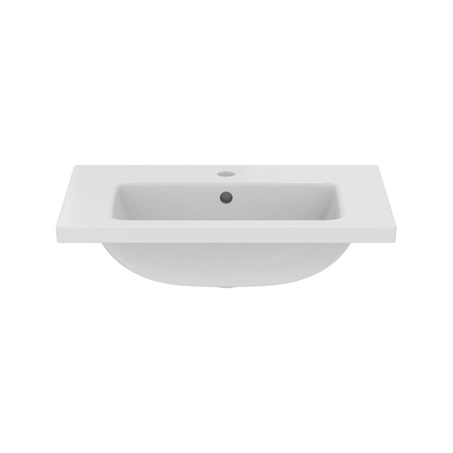 Immagine di Ideal Standard I.LIFE S lavabo top L.61 H.18 P.38.5 cm monoforo, con foro del troppopieno, colore bianco finitura lucido T459001
