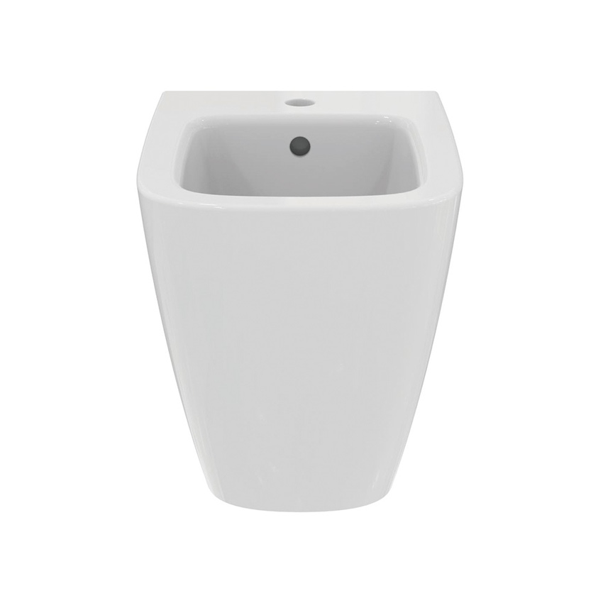 Immagine di Ideal Standard I.LIFE S bidet a terra L.35.5 H.40 P.48 cm, monoforo, per installazione filo parete, con foro del troppopieno, colore bianco finitura lucido T459501