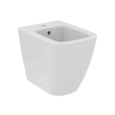 Immagine di Ideal Standard I.LIFE S bidet a terra L.35.5 H.40 P.48 cm, monoforo, per installazione filo parete, con foro del troppopieno, colore bianco finitura lucido T459501